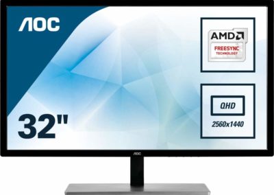 AOC Monitor 32" Class IPS Panel QUAD 2560x1440 Resolution 75Hz FreeSync VGA DVI HDMI DisplayPort Q3279VWFD8
