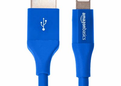 AmazonBasics Lightning to USB A Cable, Advanced Collection - MFi Certified iPhone Charger - Blue, 4-Inch