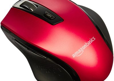AmazonBasics Ergonomic Wireless Mouse - DPI adjustable - Red