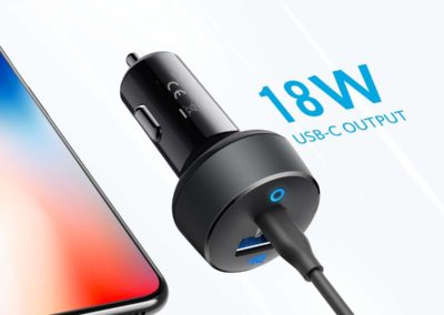 Anker Car Charger USB C, 30W 2-Port Compact Type C Car Charger with 18W Power Delivery and 12W PowerIQ