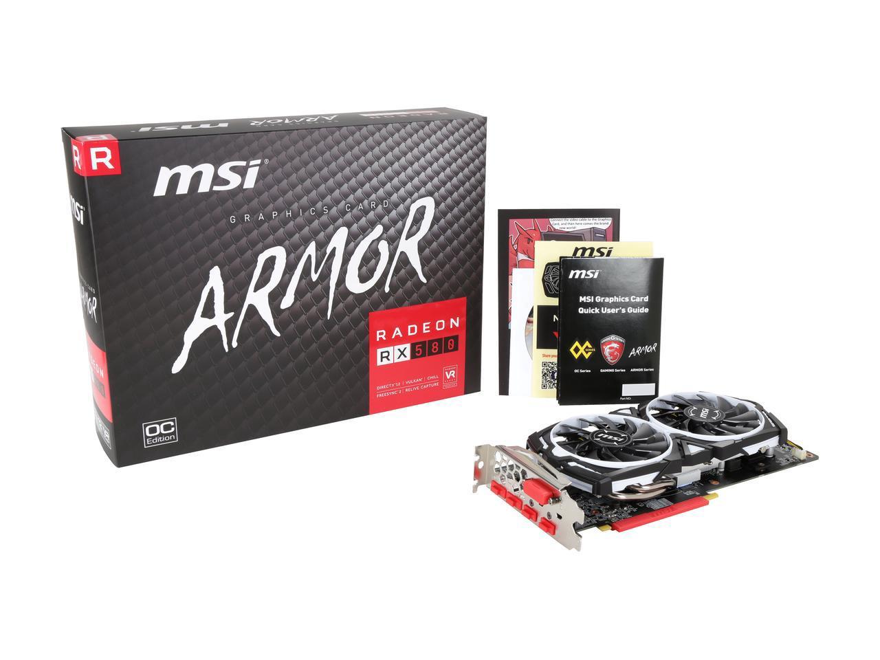 MSI Radeon RX 580 ARMOR 8G OC 256-Bit GDDR5 Video Card for $159.99