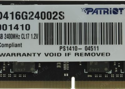 16GB (1 x 16GB) Patriot Signature Line PSD416G24002S 260-Pin DDR4 SO-DIMM DDR4 2400 (PC4 19200) Memory (Notebook Memory)