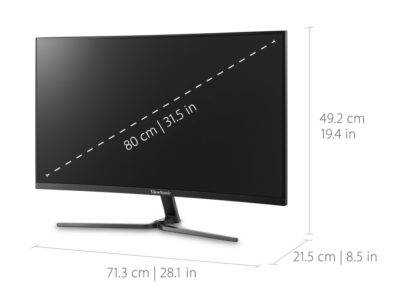 ViewSonic VX3258-2KC-MHD 32 Inch 1440p Curved 144 Hz Gaming Monitor with FreeSync Eye Care HDMI and DP