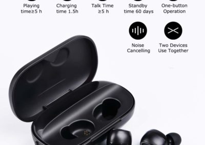 LOBKIN Bluetooth Wireless Earbuds, Latest Bluetooth TWS 5.0 Deep Bass Dual-Microphone True Wireless Sports Earbuds with Easy Pair Tech and Portable Charging Case (Black)