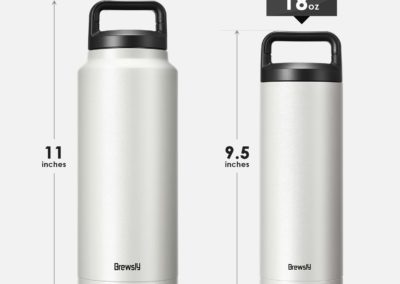 Brewsly Insulated Water Bottle, Double Wall Vacuum Insulated Stainless Steel Leak Proof Sports Water Bottle, with BPA Free Cap, Scratch Proof (4 Color, 4 Capacity)