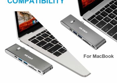 USB C Hub, Aiugko Type C Adapter 4K HDMI (30Hz), USB 3.0 SD/TF Card Reader, PD Charge Port, 2 USB 3.0 Ports, 2 USB-C Data Port for Type c Devices MacBook Pro 2018/2017 UltraBook USB C Devices