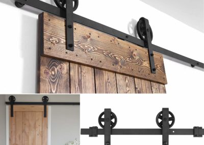FEMOR 6.6 FT Heavy Duty Single Rail Sliding Barn Door Hardware Kit, Super Smoothly and Quietly, Simple and Easy to Install, Fit 36"-40" Wide DoorPanel(Big Wheel Industrial Hangers)