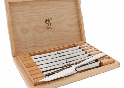 8 ZWILLING J.A. Henckels 39130-850 Forged 4" Serrated Stainless Steel Steak Knife Set with Wood Box