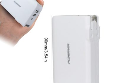 Poweriver 2 in 1 Charger Powerbank, MetaPower with 2 Port, 5000mAh 2.1A 18W, Foldable Plug, Flashlight for Travel, Gift Compatible with iPhone, iPad, Samsung (White)