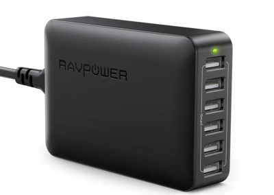 RAVPower 60W 12A 6-Port USB Charger Desktop Charging Station with iSmart, Compatible with iPhone Xs XS Max XR X 8 7 Plus, iPad Pro Air Mini, Galaxy S9 S8 S7 S6 Edge, Tablet and More (Black)