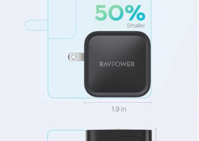 USB C Charger, RAVPower 61W Wall Charger PD 3.0 [GaN Tech] Type C Fast Charging Power Delivery Foldable Adapter, Compatible with iPhone 11/Pro/Max, MacBook Pro/Air, Ipad Pro 2018 and More (Black)