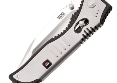 SOG Flashback Assisted Folding Knife SAT003-CP - Satin Polished 3.5" Tanto Blade, GRN & Stainless Steel Handle