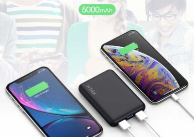 HTGK Mini Power Banks 5000mAh Portable Charger Ultra Slim Power Bank with Dual Input and Output External Battery Pack Compatible with Most Smart Phones