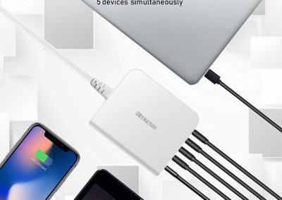 HITRENDS USB Charger Hub with USB-C PD Port(45W Max), Desktop Charging Station with 4 USB Ports (5V/2.4A), Multi-Port Charging Hub for MacBook Pro/Air, iPad Pro, Laptops, Tablets & Multiple Devices