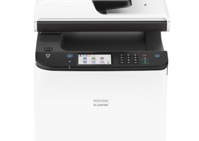 Ricoh M C250FWB Digital Color Multifunction Laser Printer - Print, Copy, Scan, Fax (30,000 Duty Cycle, Accepts Toner Up To 2300 Prints)