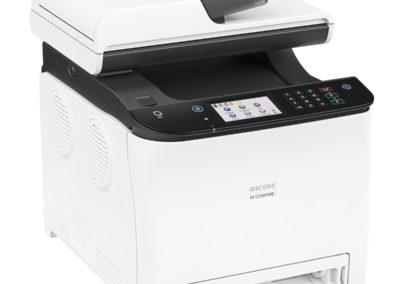 Ricoh M C250FWB Digital Color Multifunction Laser Printer - Print, Copy, Scan, Fax (30,000 Duty Cycle, Accepts Toner Up To 2300 Prints)