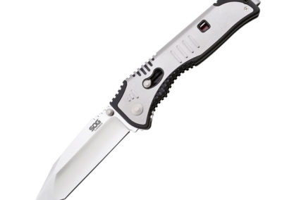 SOG Flashback Assisted Folding Knife SAT003-CP - Satin Polished 3.5" Tanto Blade, GRN & Stainless Steel Handle