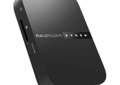 RAVPower FileHub, Travel Router AC750, Wireless SD Card Reader, Connect Portable SSD Hard Drive to iPhone iPad Tablet Smart Phone Laptop for Photo Backup, Data Transfer, Portable NAS, 6700mAh Battery RP-WD009
