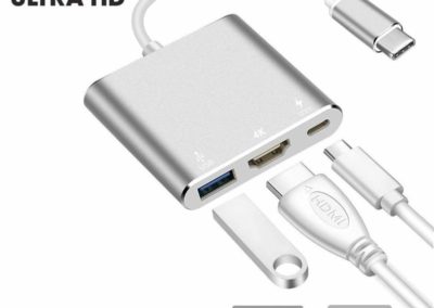 USB C to HDMI Adapter, LAHYXAL Type C to HDMI Multiport Converter with 4K HDMI Output USB 3.0 and USB C Charging Port Compatible MacBook/Chromebook Pixel/Dell XPS13/Samsung Galaxy s8/s8 Plus (Silver)