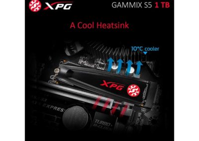 XPG Gammix S5 1TB PCIe 3D NAND PCIe Gen3x4 M.2 2280 NVMe 1.3 R/W up to 2100/1500MB/s SSD (AGAMMIXS5-1TT-C)