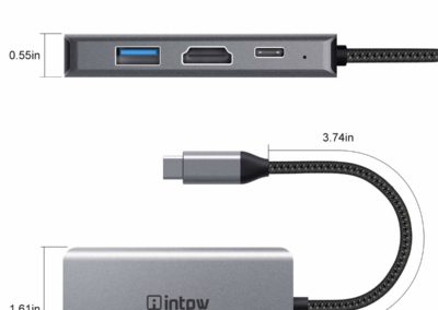INTPW USB C Hub, USB 3.1 Type-C to HDMI VGA Adapter with 4K HDMI, 1080P VGA, USB 3.0, PD Pass-Through Charging, Dual Screens Display for Mac Pro and Other Laptops with Thunderbolt 3 Port,Space Grey