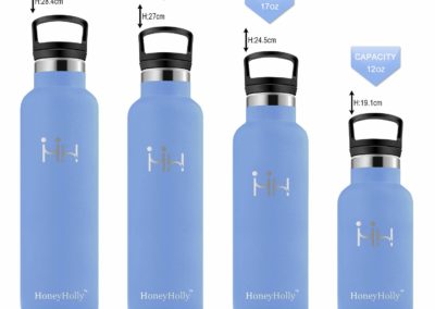 HoneyHolly Stainless Steel Vacuum Insulated Water Bottle,Reusable Bpa Free Metal Sport Bottles with Straw & Filter,12oz/500/750ml Leakproof Hot & Cold Drinks BottleTravel Thermoflask for Kids