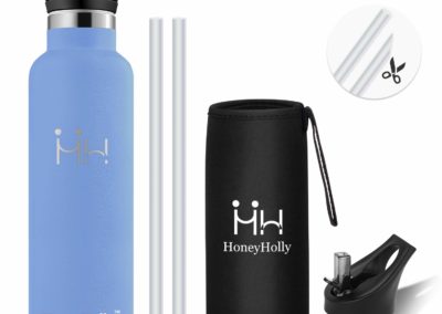 HoneyHolly Stainless Steel Vacuum Insulated Water Bottle,Reusable Bpa Free Metal Sport Bottles with Straw & Filter,12oz/500/750ml Leakproof Hot & Cold Drinks BottleTravel Thermoflask for Kids