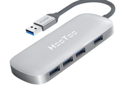USB Hub, HooToo Ultra Slim 4-Port USB 3.0 Data Hub (5Gbps Transfer Speed, Anodized Alloy, Compact, Lightweight, for Mac and Windows OS) (Silver)